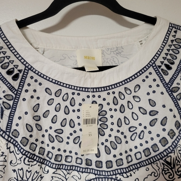 Anthropologie Maeve NWT Ester Embroidered Eyelet Top size extra small. - Picture 9 of 13